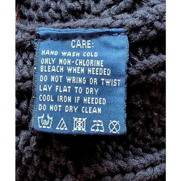 Ralph Lauren Womens Sweater Small Black Cable Knit Turtleneck Leather Buttons - Picture 10 of 10